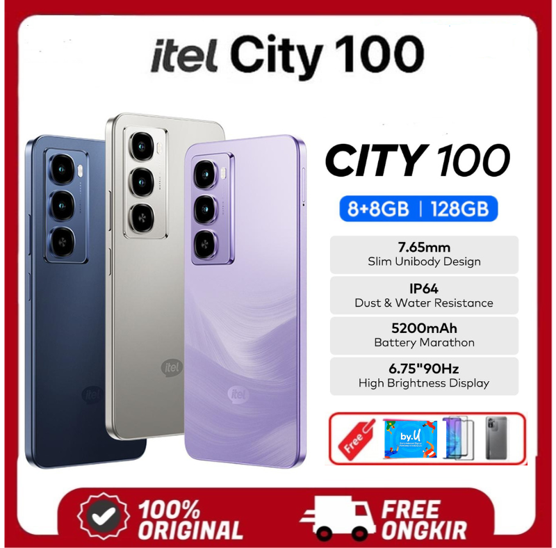 Hp Itel City 100 Ram 128+24Gb*8+16Gb - Big Battery 5200Mah - 90Hz High Brightness Display - Navy Blue - Merek itel Harga 1,475,000 rupiah*Gratis Ongkir