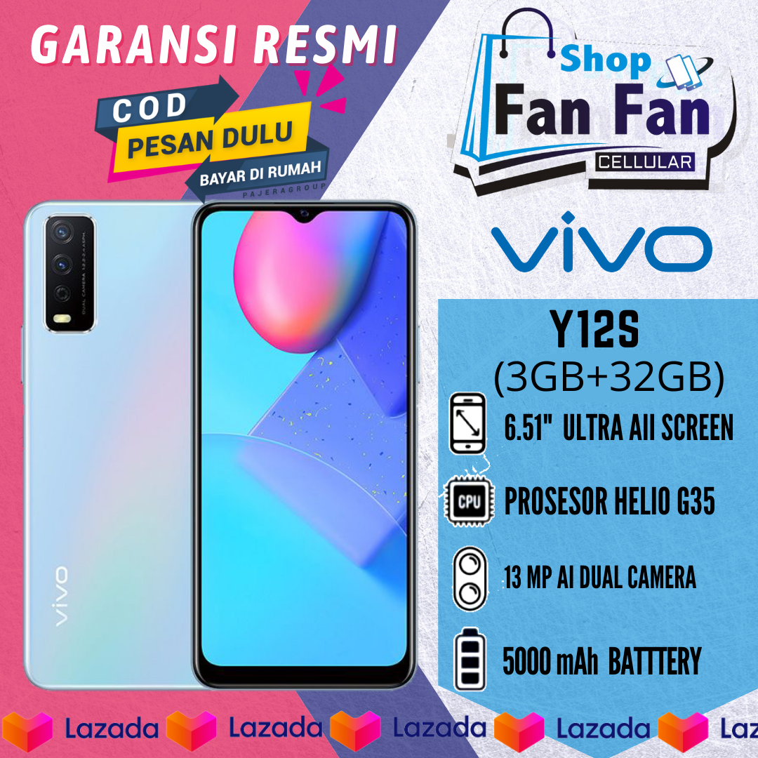 Vivo Y12s / y15s RAM 3/2GB Garansi Resmi Vivo - Ultra Fast Side Fingerprint - 5000mAh Battery