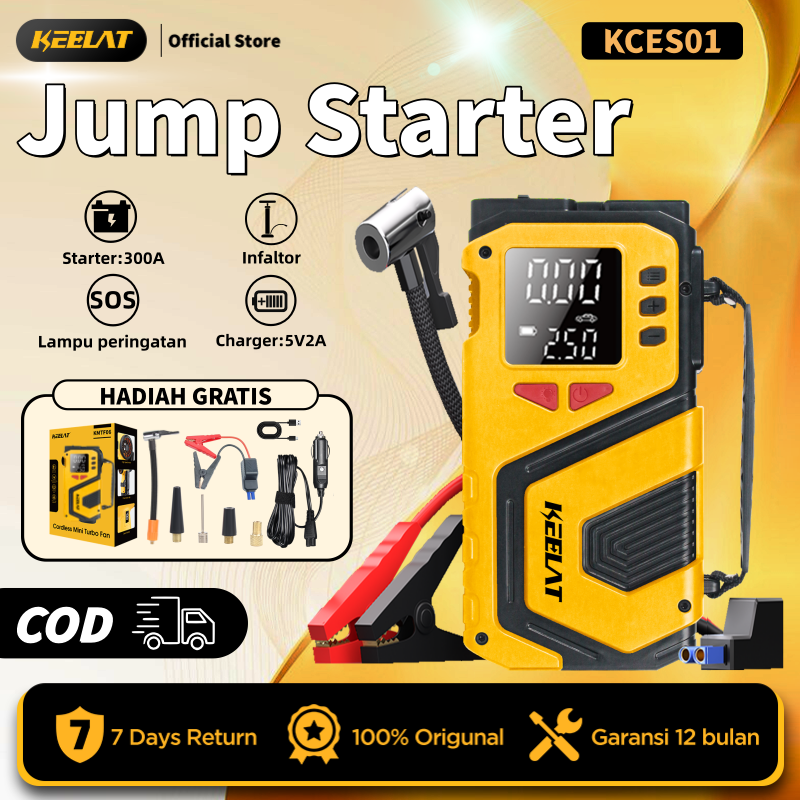 【Keelat Kces01】Jump Starter for Car Motorcycle Battery Power Bank Battery Jumper Tool Jamper Ak Nflator Power Bank Harga 602,910 rupiah*Gratis Ongkir