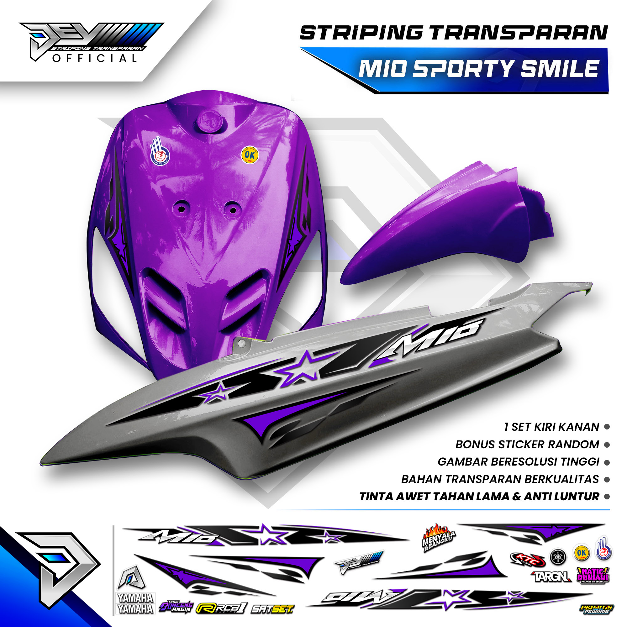 Mio Sporty Transparent Striping | Mio Smile | New Design Star Motif | Yamaha Mio Body Sticker Harga 35,000 rupiah*Gratis Ongkir