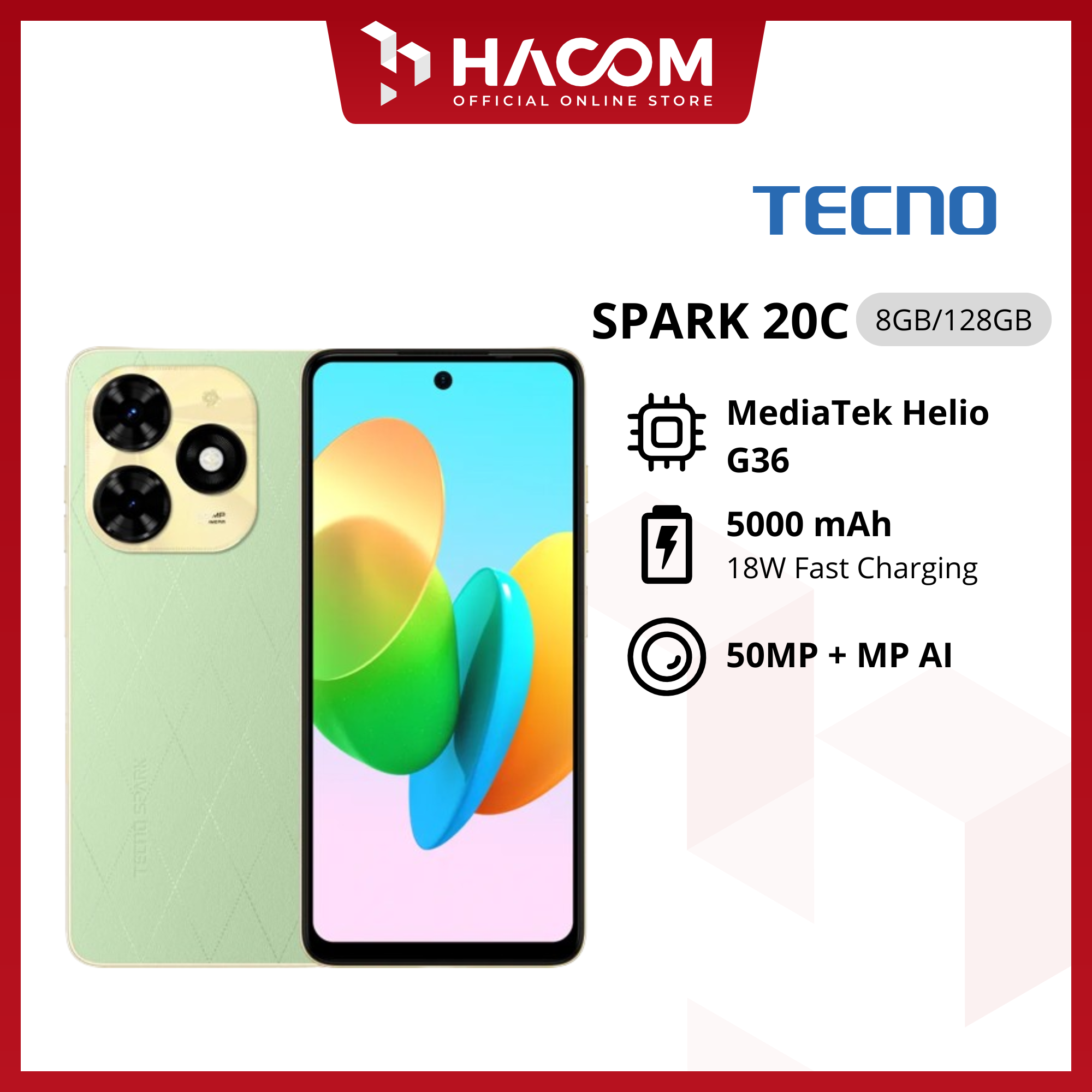 TECNO Spark 20C 8/128GB Smartphone Garansi Resmi Harga  1,499,000 Ringgit*Penghantaran Percuma