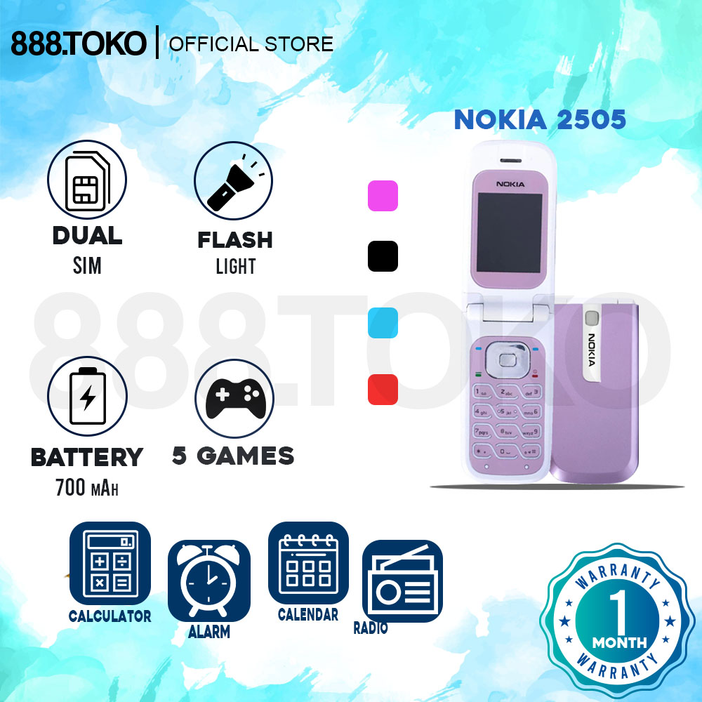 Hp Nokia 2505 Model Flip Dengan Warna Bagus Dan Menarik Harga  235,000 rupiah*Gratis Ongkir