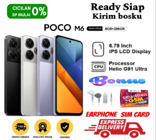 HP POCO M6 8GB+256GB | Helio G91-Ultra Yang Tangguh | 33 W Turbo Cha | Garansi | FULLSET Harga  1,950,000 Ringgit*Penghantaran Percuma
