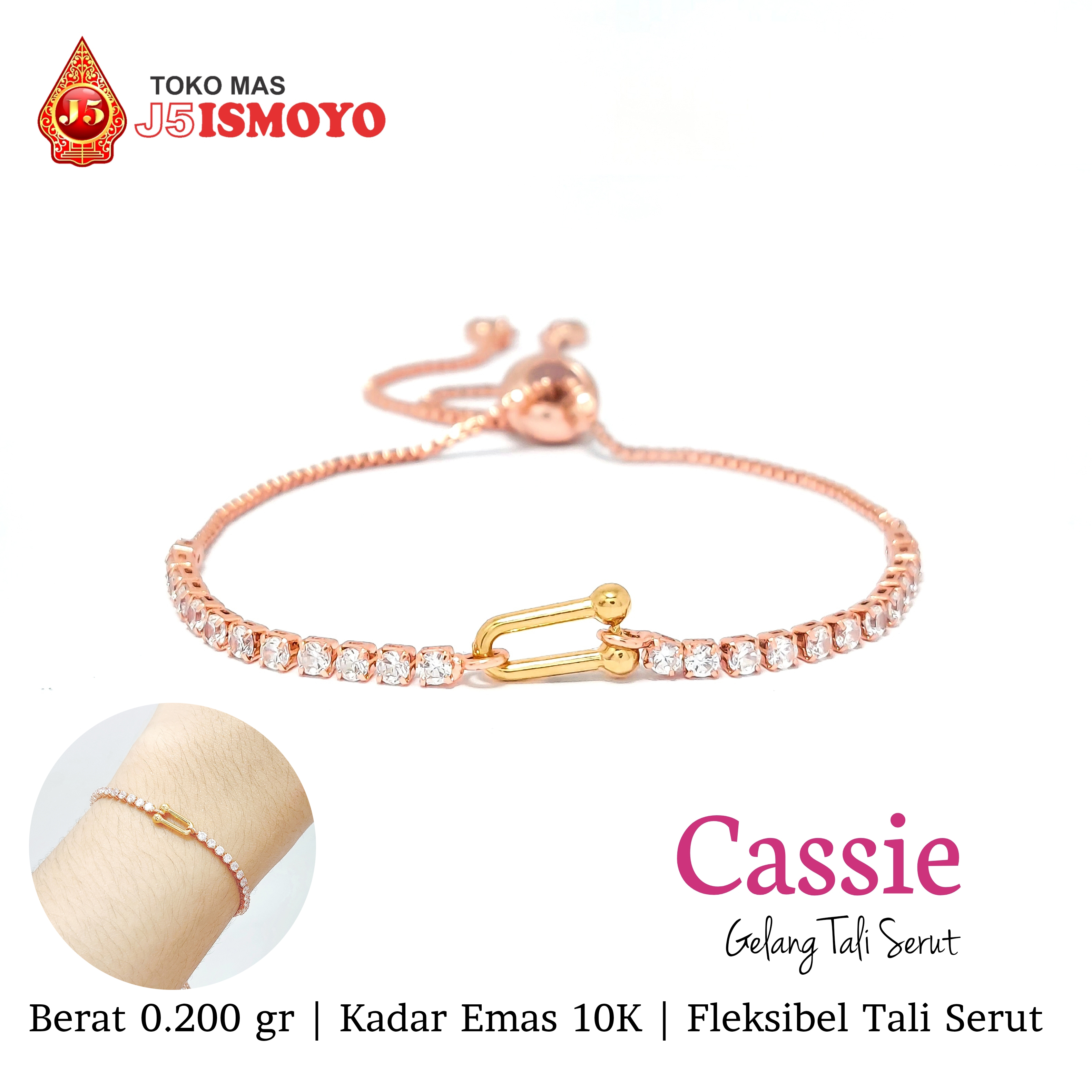 Cassie J5 Ismoyo Gold Combination Drawstring Bracelet Harga 407,000 rupiah*Gratis Ongkir