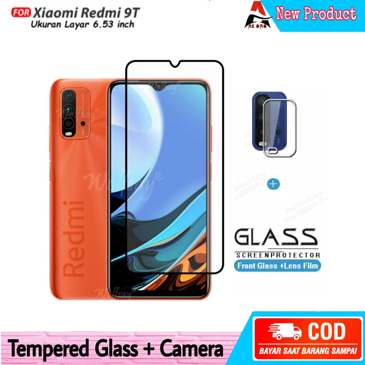 TEMPERED GLASS XIAOMI REDMI 9T FULL COVER BONUS CAMERA ANTI GORES