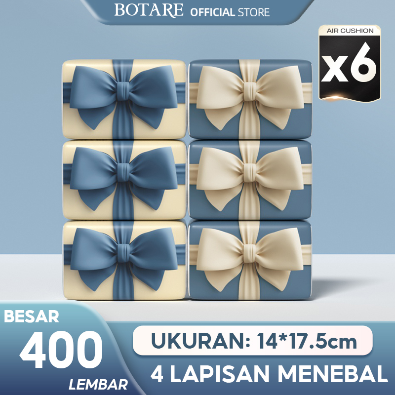 【6Pcs】Botare Air-Cushion Soft Deluxe Facial Tissue 4 Layers 400 Strands - Merek Botare Harga 34,999 rupiah*Gratis Ongkir