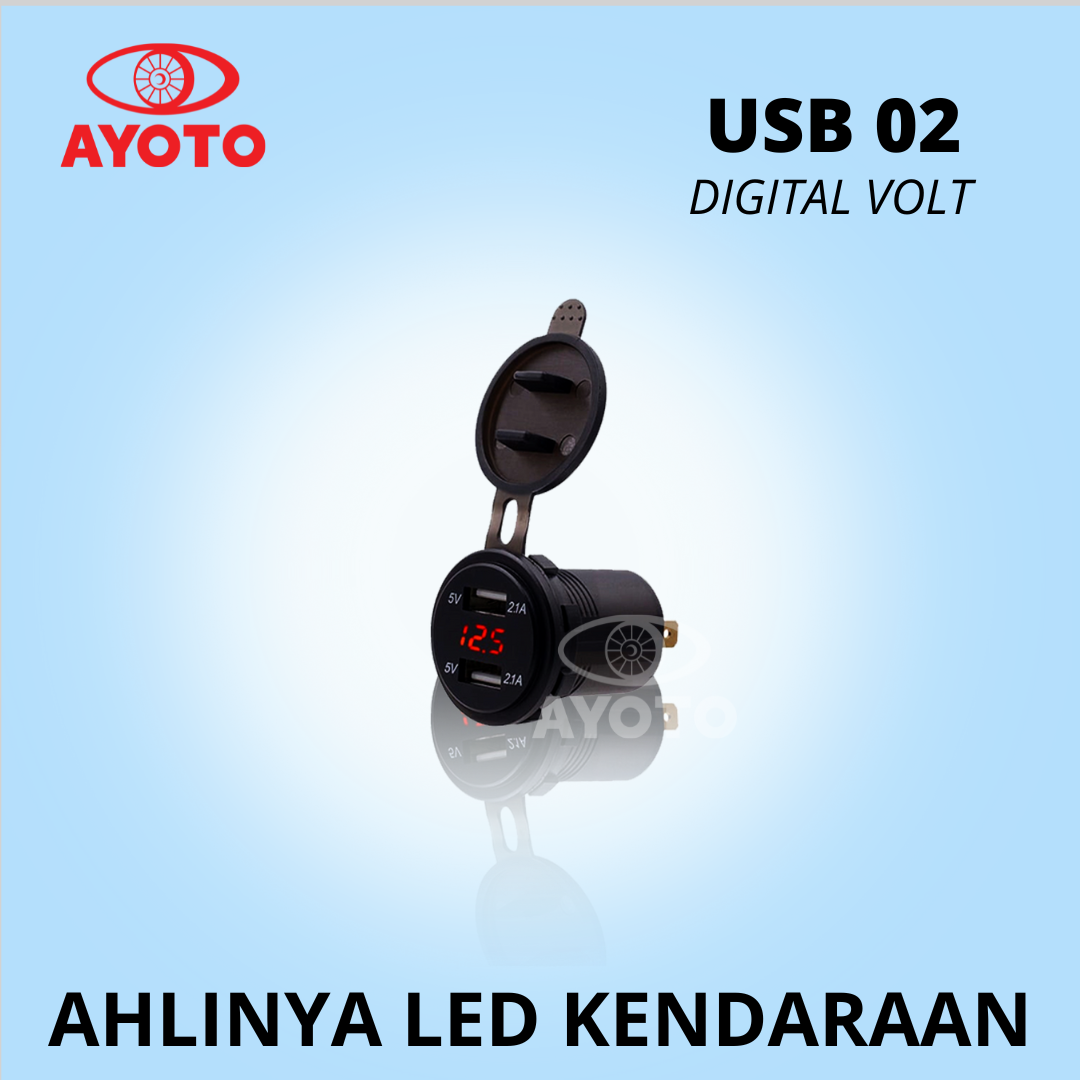 Double USB Charger Indikator LED Motor/Mobil AC DC Waterproof USB-02 Harga 82,000 rupiah*Gratis Ongkir