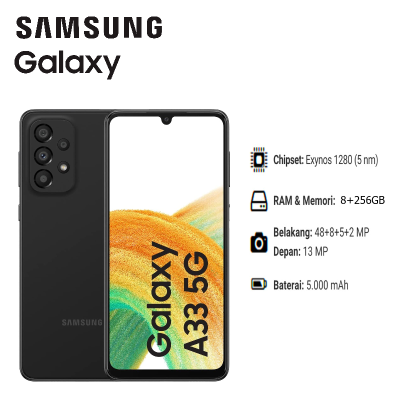 Samsung Galaxy A33 5G 8/256gb Fullset Harga  3,590,000 Ringgit*Penghantaran Percuma