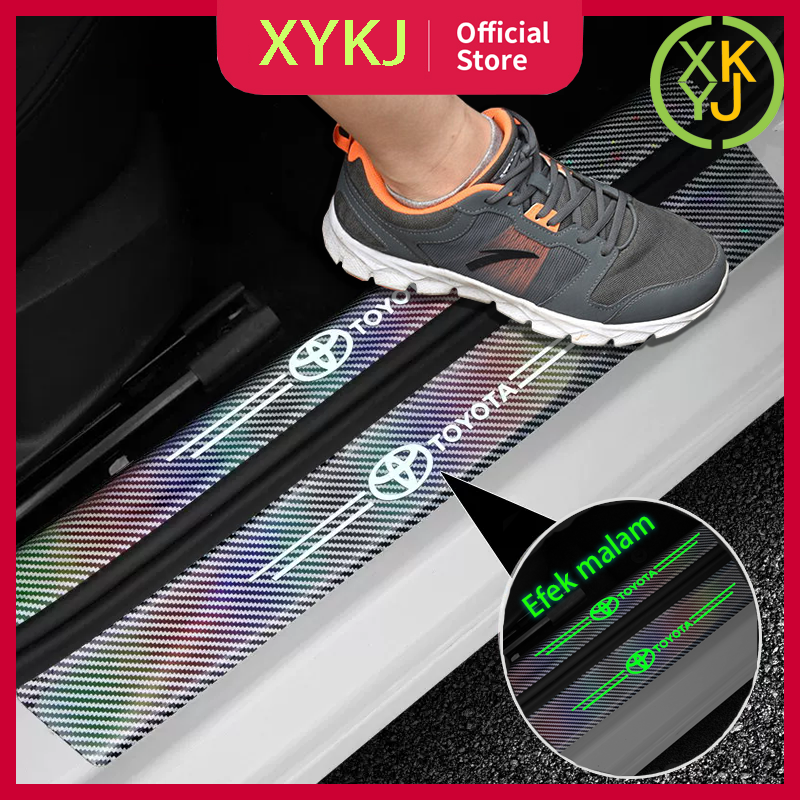 XYKJ Stiker Pelindung Sill Plate Carbon Plate Bercahaya Stiker Sticker Laser Carbon Fiber Utk Toyota Honda Daihatsu Suzuki Mitsubishi Wuling BMW Nissan Harga 27,818 Ringgit*Penghantaran Percuma