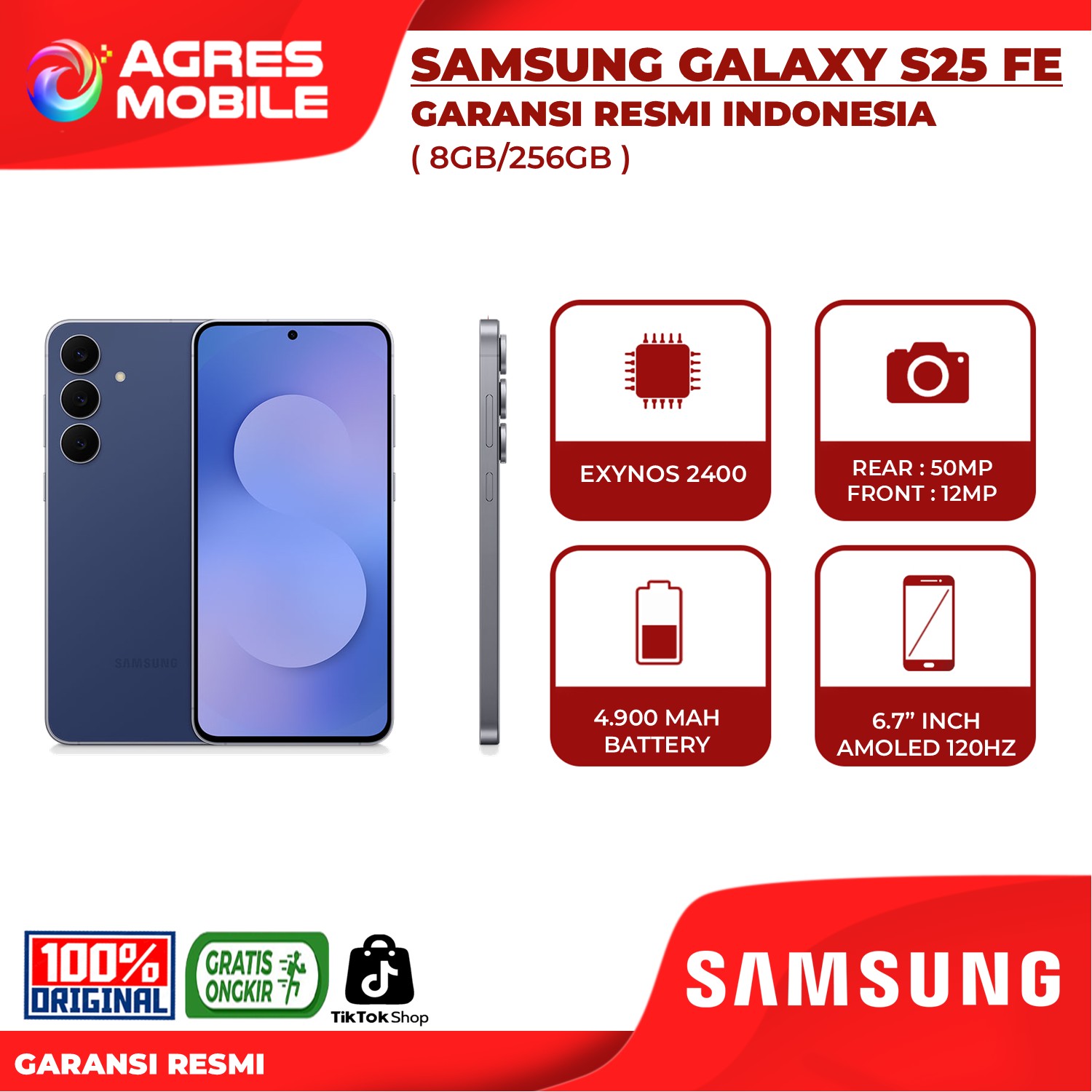 Samsung Galaxy S25 Fe 8GB/256GB official warranty Samsung Indonesia Harga  8,699,000 Ringgit*Penghantaran Percuma