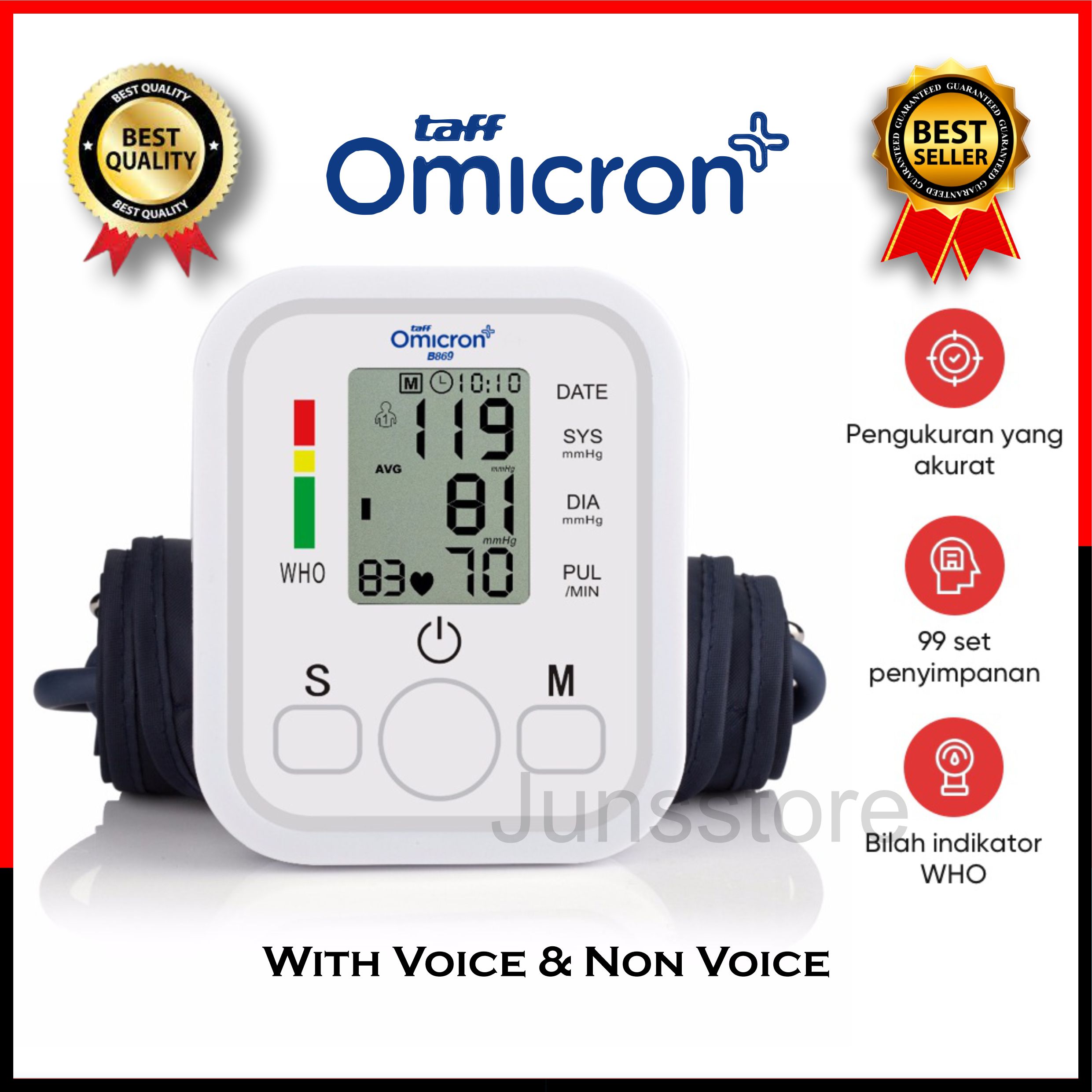 Taff Omicron Alat Pengukur Tekanan Darah Sphygmomanometer with Voice