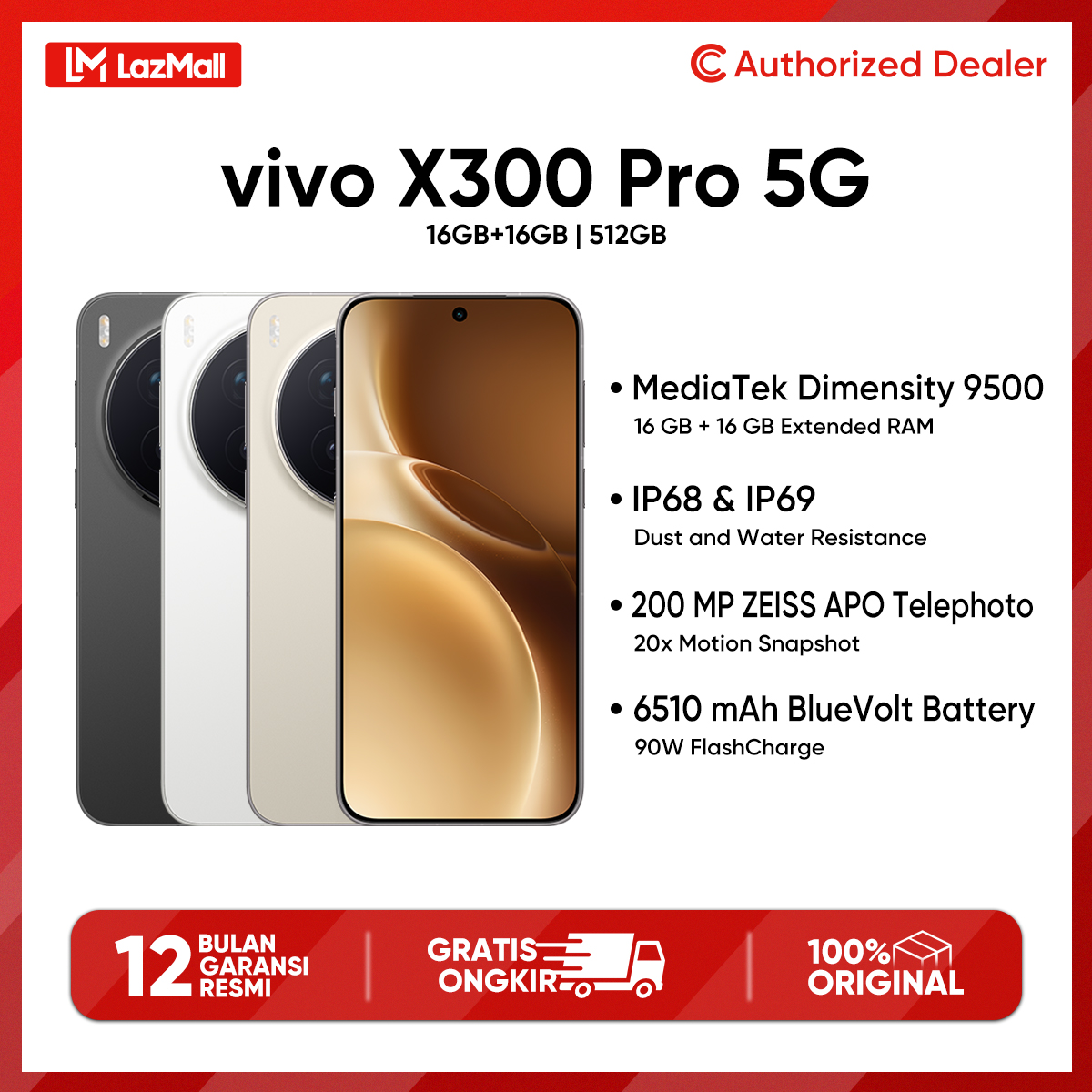 Vivo X300 Pro 5g (16/512Gb) 50 Mp Zeiss Wide-Angle Front Camera Ultra Clear Front Camera Portraits Giá 14,999,000 Đồng*Miễn phí vận chuyển
