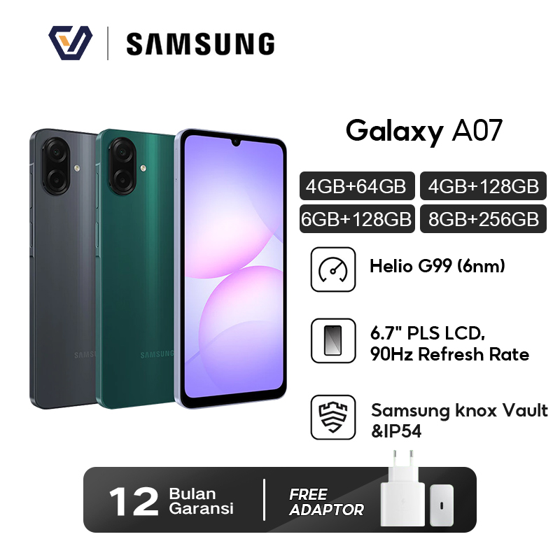 Official Samsung Galaxy A07 4+64Gb/4+128Gb/6+128Gb/8+256Gb Helio G99 | 6.7\\\" Pls Lcd | 90Hz Refresh Rate | Ip54 Harga  1,299,000 Ringgit*Penghantaran Percuma