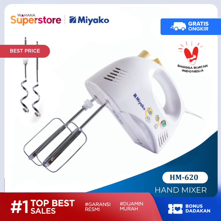 Miyako Hand Mixer 190 Watt - HM620 / HM-620 Putih