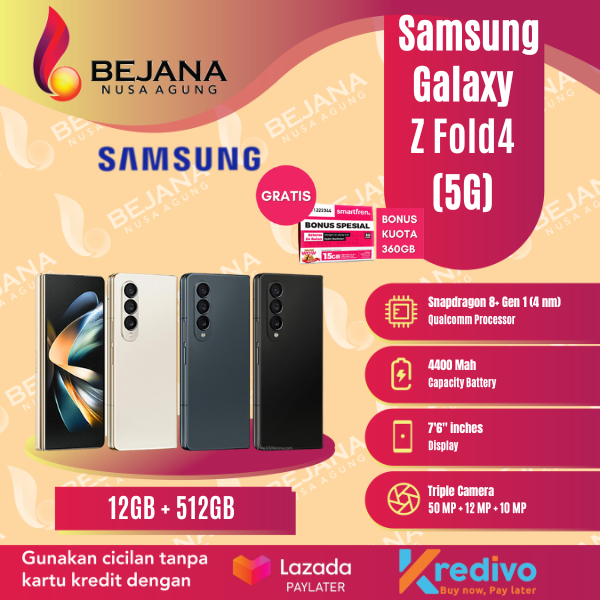 Samsung Galaxy Z Fold4 [5G] Smartphone ( Ram 12GB / Rom 512GB ) Garansi Resmi Harga 26,499,000 rupiah*Gratis Ongkir