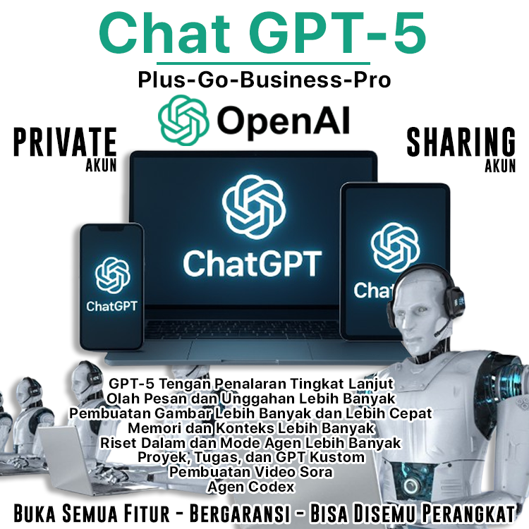 Chatgpt 5.0 Pro Premium Plus email buyer and seller chat GPT 6.0 private 1 year chat AI GPT + Harga 13,000 rupiah*Gratis Ongkir