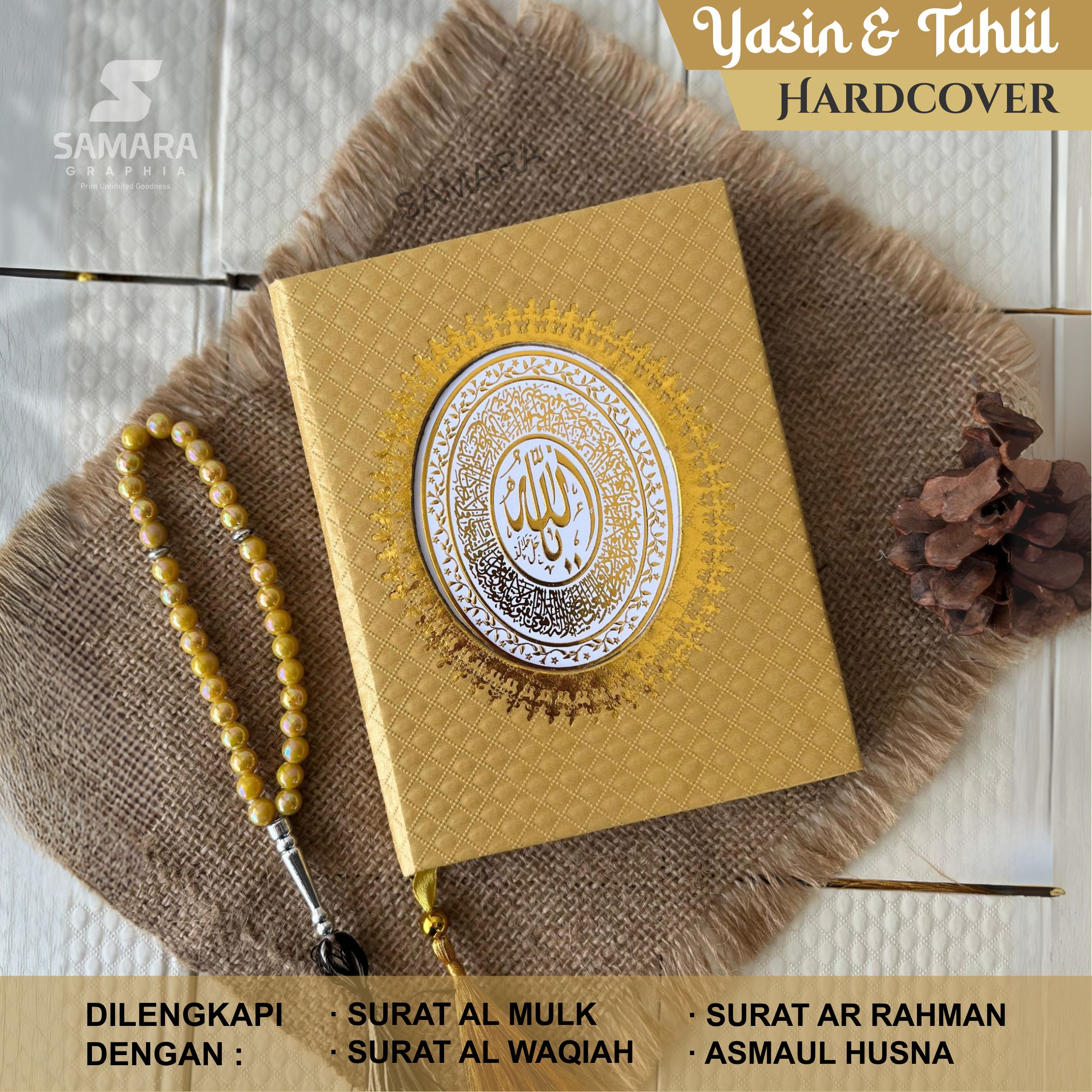 Paket 50 PCS Buku Yasin DAN Tahlil Custom Hardcover Lengkap Foto Almarhum Kemas Tile Plus Tasbih RCP G…