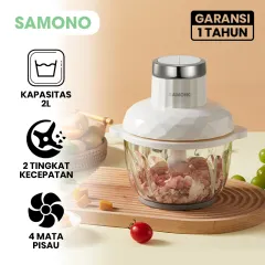 SAMONO 300W Food Chopper Kaca  2L Food Processor Multifungsi MPASI Penggiling Daging Sayur 2 Speed SW-C300