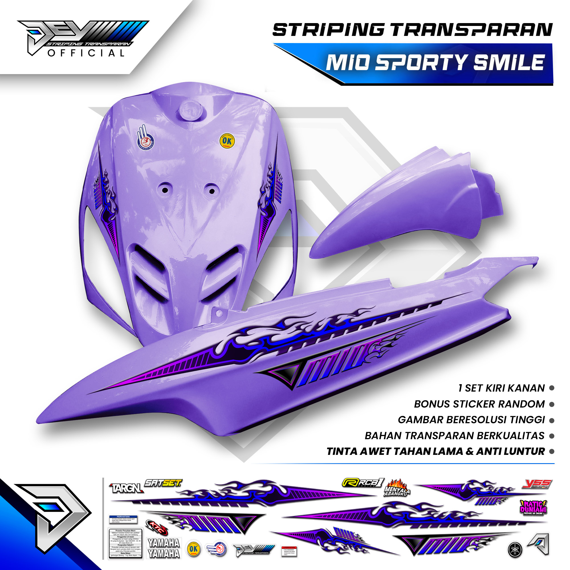 Mio Sporty Transparent Striping | Mio Smile | Latest Fire Motifs | Yamaha Mio Body Sticker Harga 35,000 rupiah*Gratis Ongkir