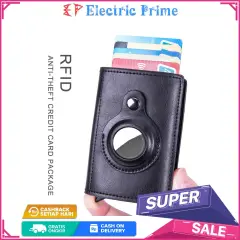 TRIPLEDI Card Holder PU Leather Case Airtag Dompet Kartu Kredit ATM ID Card Case Cover Protektif Smart Wallet RFID Blocking Anti Thief Multifungsi Unisex Travel Size Dompet