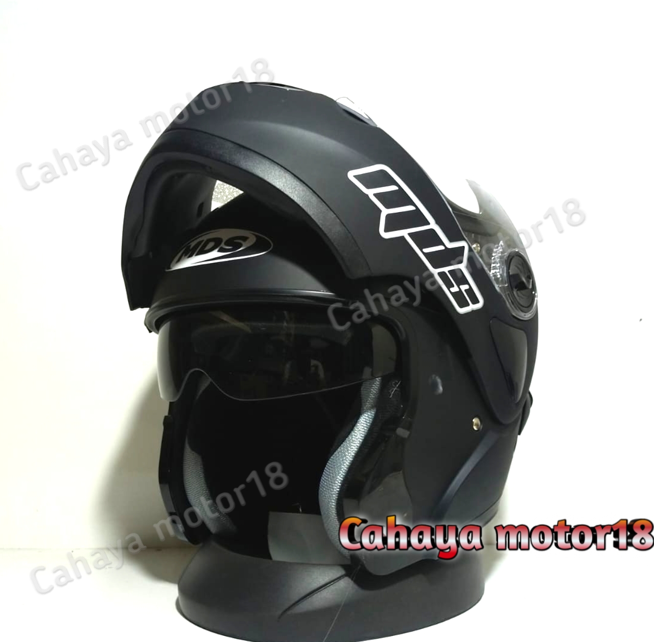 HELM MDS PRO RIDER SOLID BLACK DOFF|HITAM DOP MODULAR/HELEM MDS Harga 570,000 rupiah*Gratis Ongkir