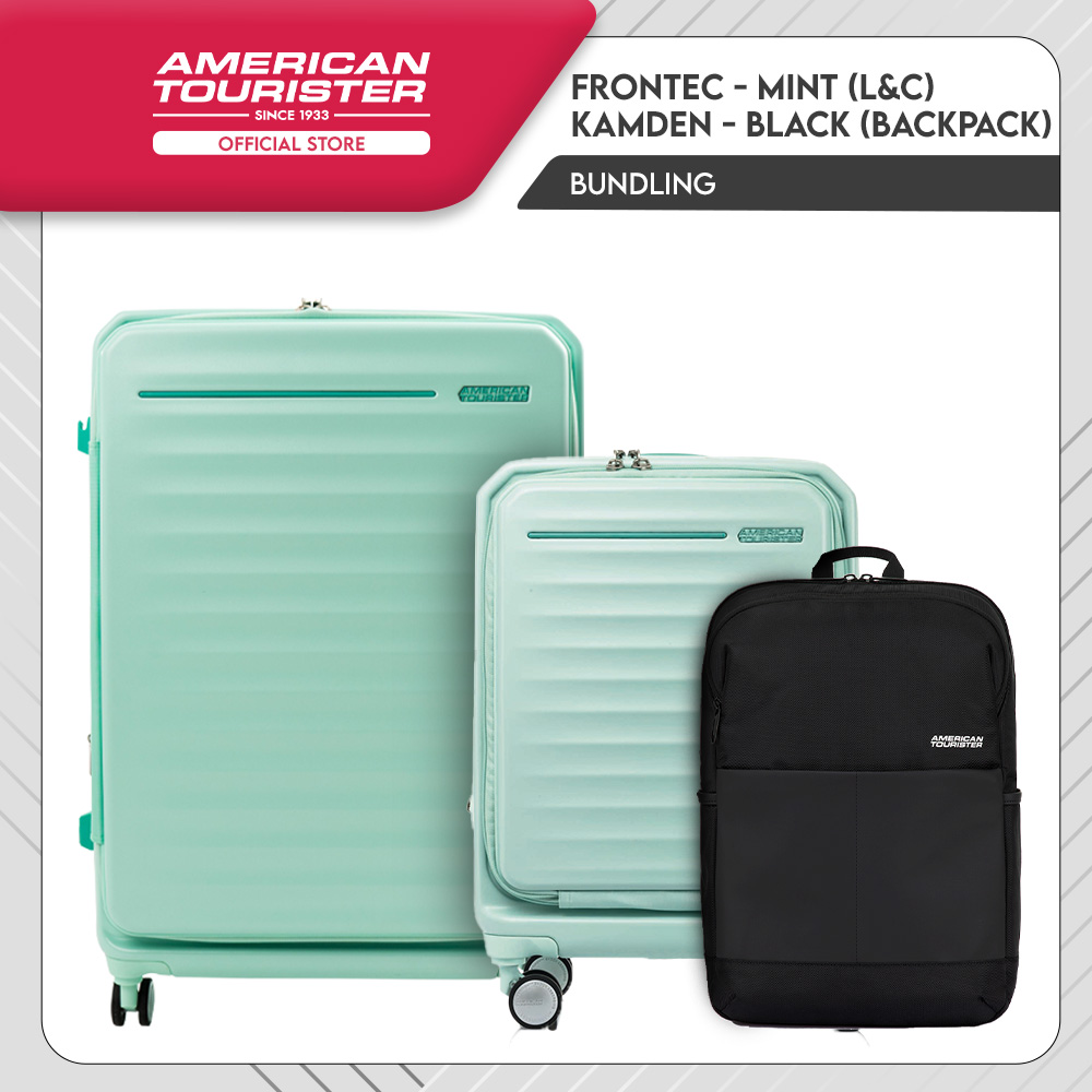 Lazada Indonesia - Bundle American Tourister Frontec Cabin, Large Mint + Kamden Backpack