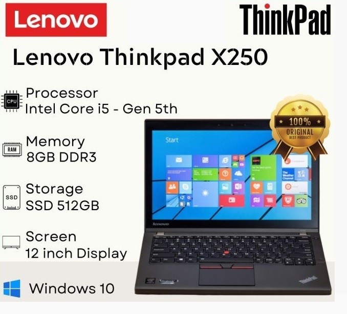 DI Jual Murah! Laptop Lenovo Thinkpad X250 Intel Core i5 Gen 5th