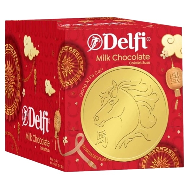 Delfi Chocolate Chinese New Year Coins Shio Sincia Milk Choco Gongxi Fa Cai Dragon Big Coin Chocolate Box