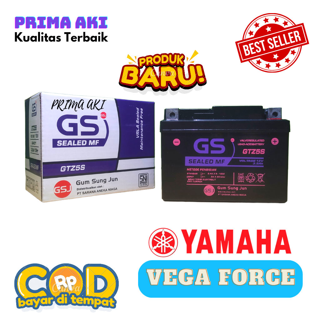 Aki  Aki Motor Kawasaki ZX 130 Accu Kering GS J GTZ5S MF | Lazada