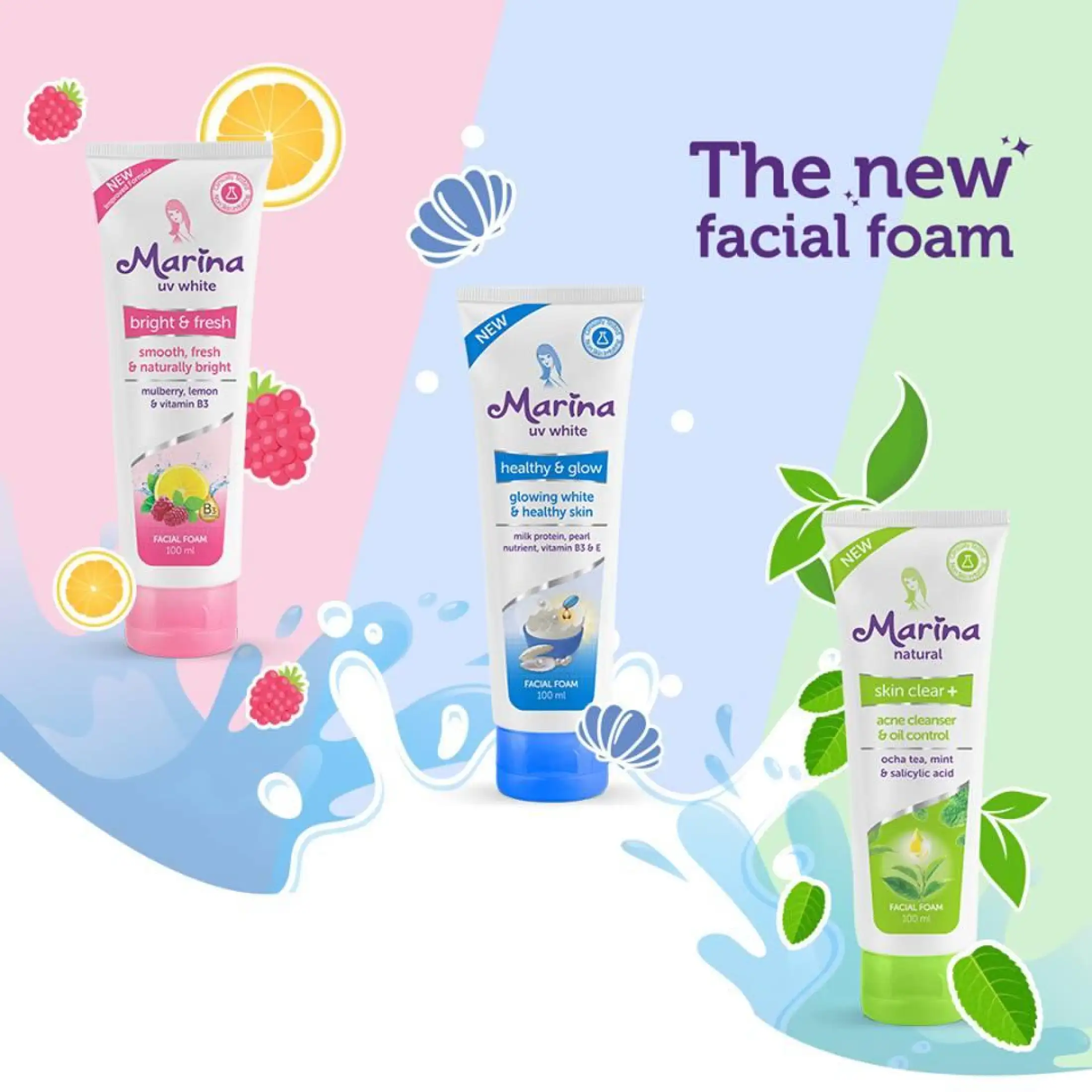 marina facial foam green tea