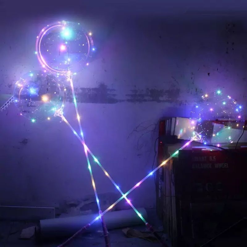 Balon led pvc komplit 12 set tongkat dan balon bobo