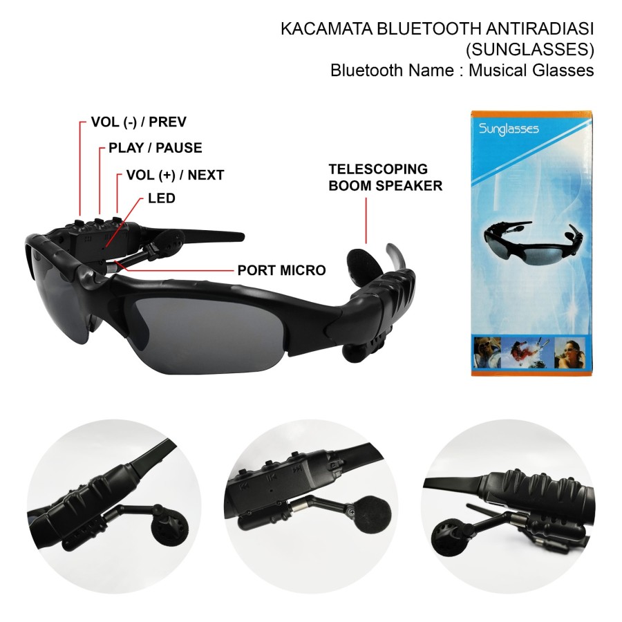 Kacamata Pintar Kacamata Hitam Sunglasses Bluetooth Mp3 Kaca Mata