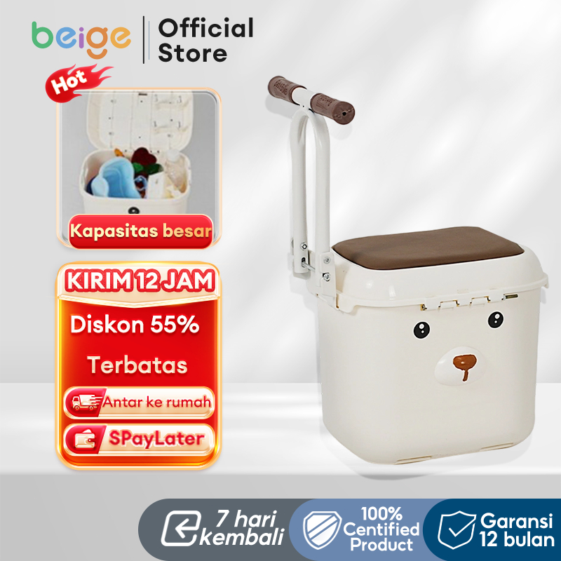 Beige multifunctional Matic kids motorcycle seat folding + large storage-safe & practical Harga 175,000 rupiah*Gratis Ongkir