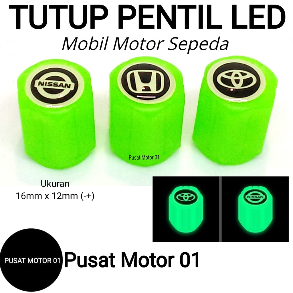 4pcs/set Tutup Pentil Ban Mobil Luminous / Motor / Sepeda Universal Toyota/honda Logo glow in the dark Harga 20,900 rupiah*Gratis Ongkir