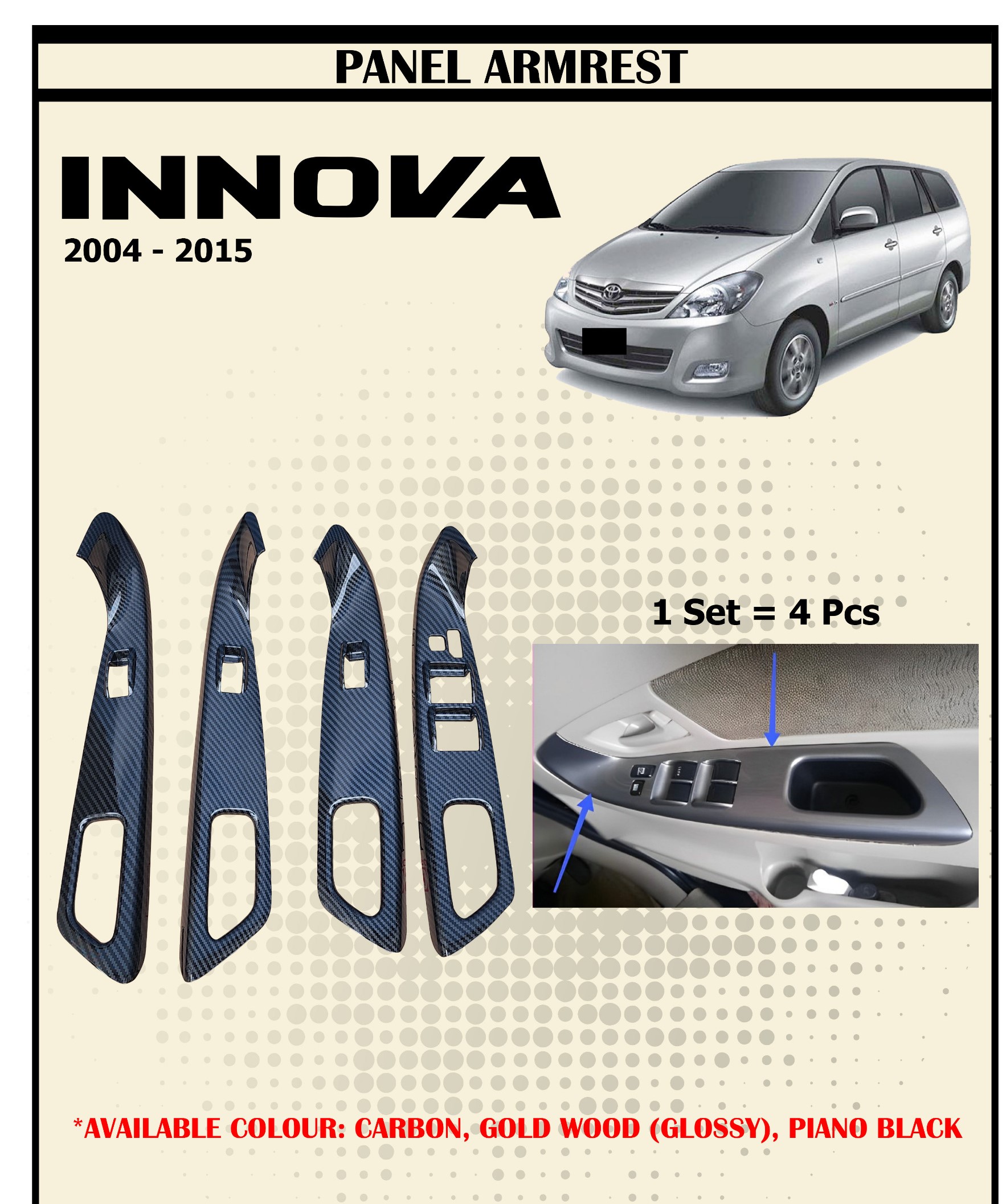 Panel Wood Model Ganti Copot Toyota Innova 2004 - 2015 Wood Harga 500,000 rupiah*Gratis Ongkir