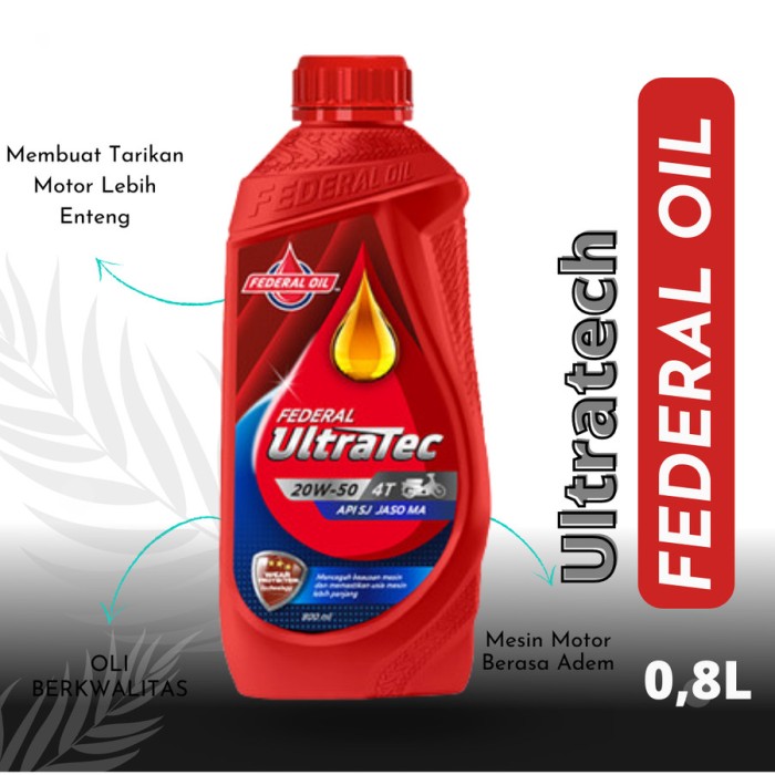 PROMOSI 3 Botol Oli Mesin Motor Bebek Federal Ultratec 4T 800ML SAE 20W-50 Harga 26,500 rupiah*Gratis Ongkir