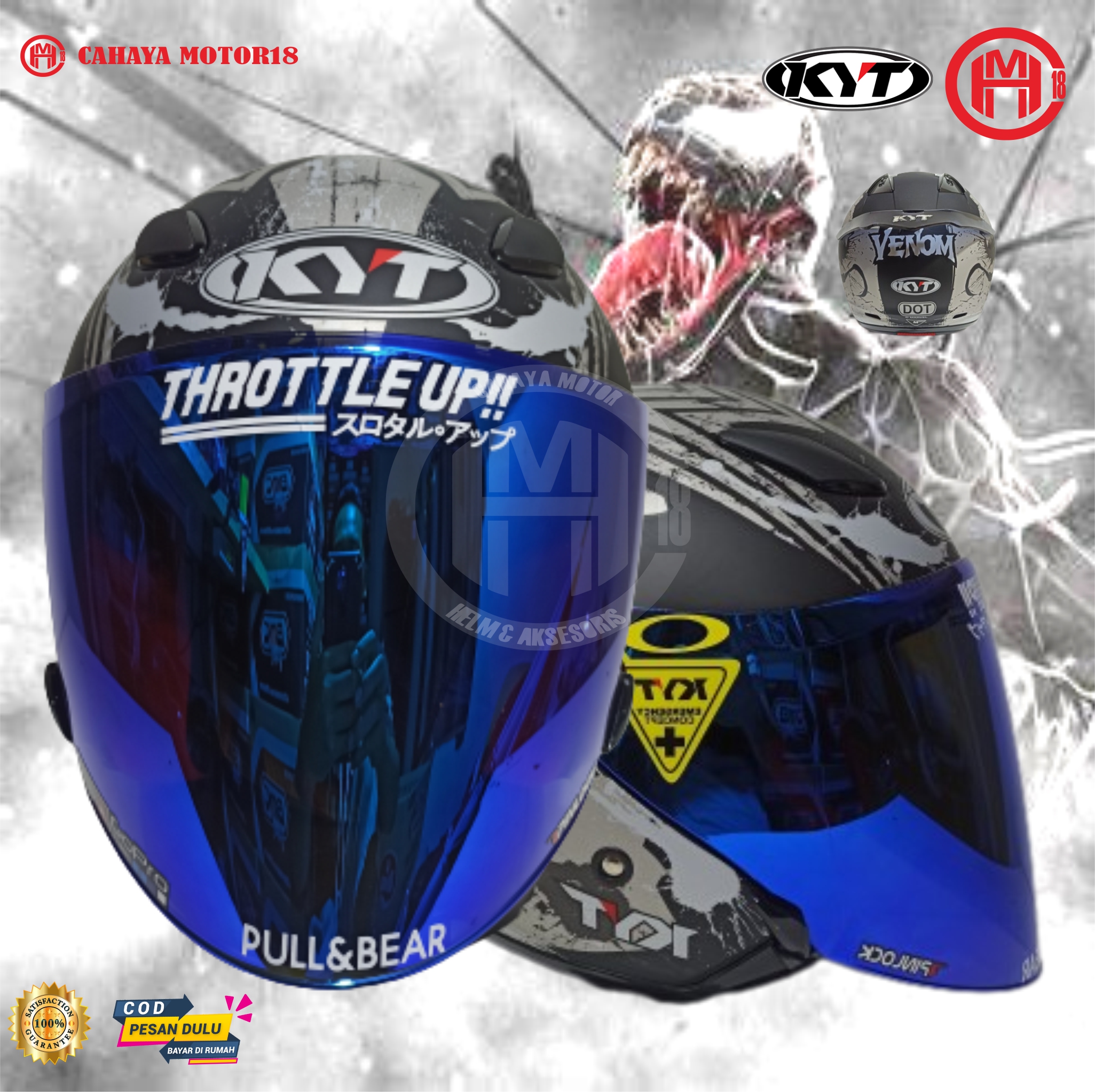 PAKET GANTENG HELM KYT DJ MARU VENOM VISOR IRIDIUM|FREE STIKER DAN SPOILER Harga 350,000 rupiah*Gratis Ongkir