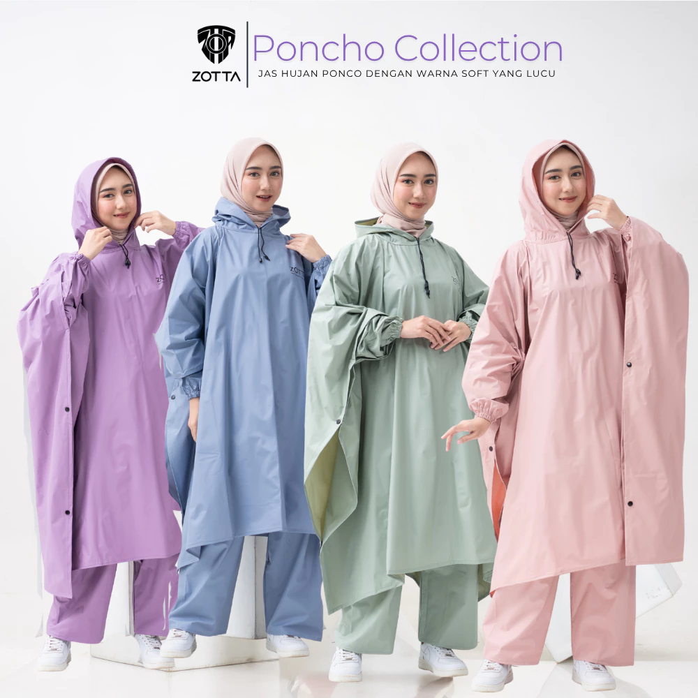Zotta women's raincoat poncho bat aesthetic pastel cute sets pants Harga 82,034 rupiah*Gratis Ongkir
