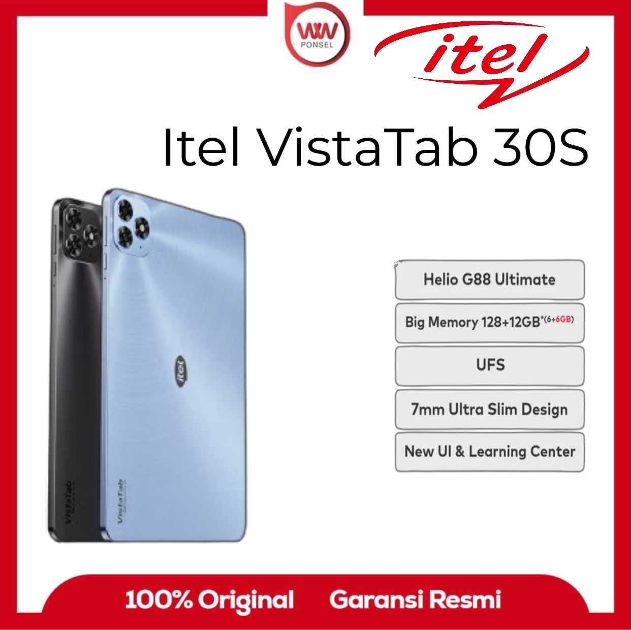 Itel vistatab tablet 30s internal 4GB RAM 128GB official warranty Harga  1,950,000 Ringgit*Penghantaran Percuma