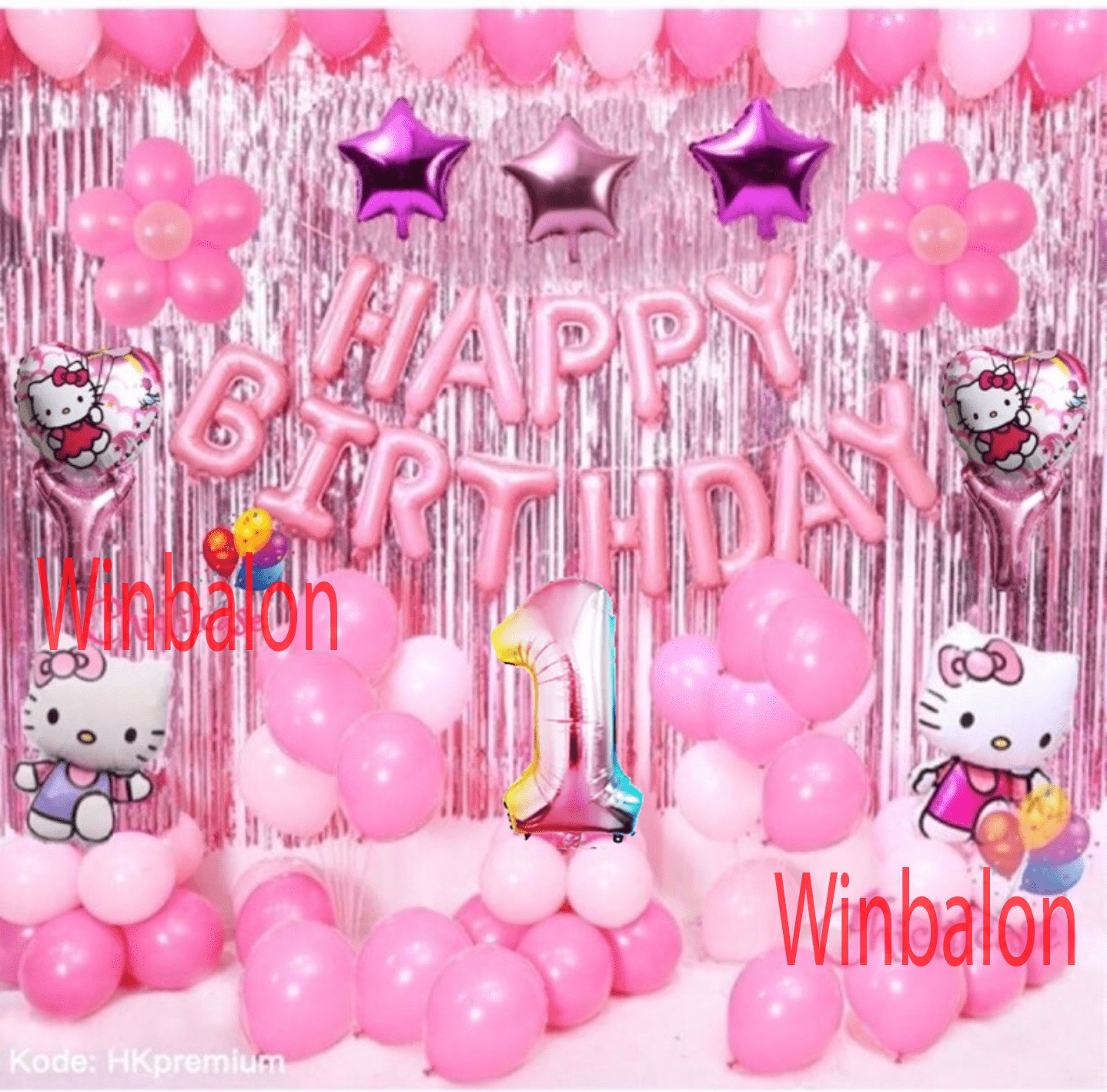 Set Paket Balon Set Karakter Hello Kitty Happy Birthday Ulang Tahun Anak