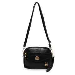 Hamlin Werlyn Tas Selempang Wanita Plain Casual Large Storage Material Leather Kulit ORIGINAL - Black
