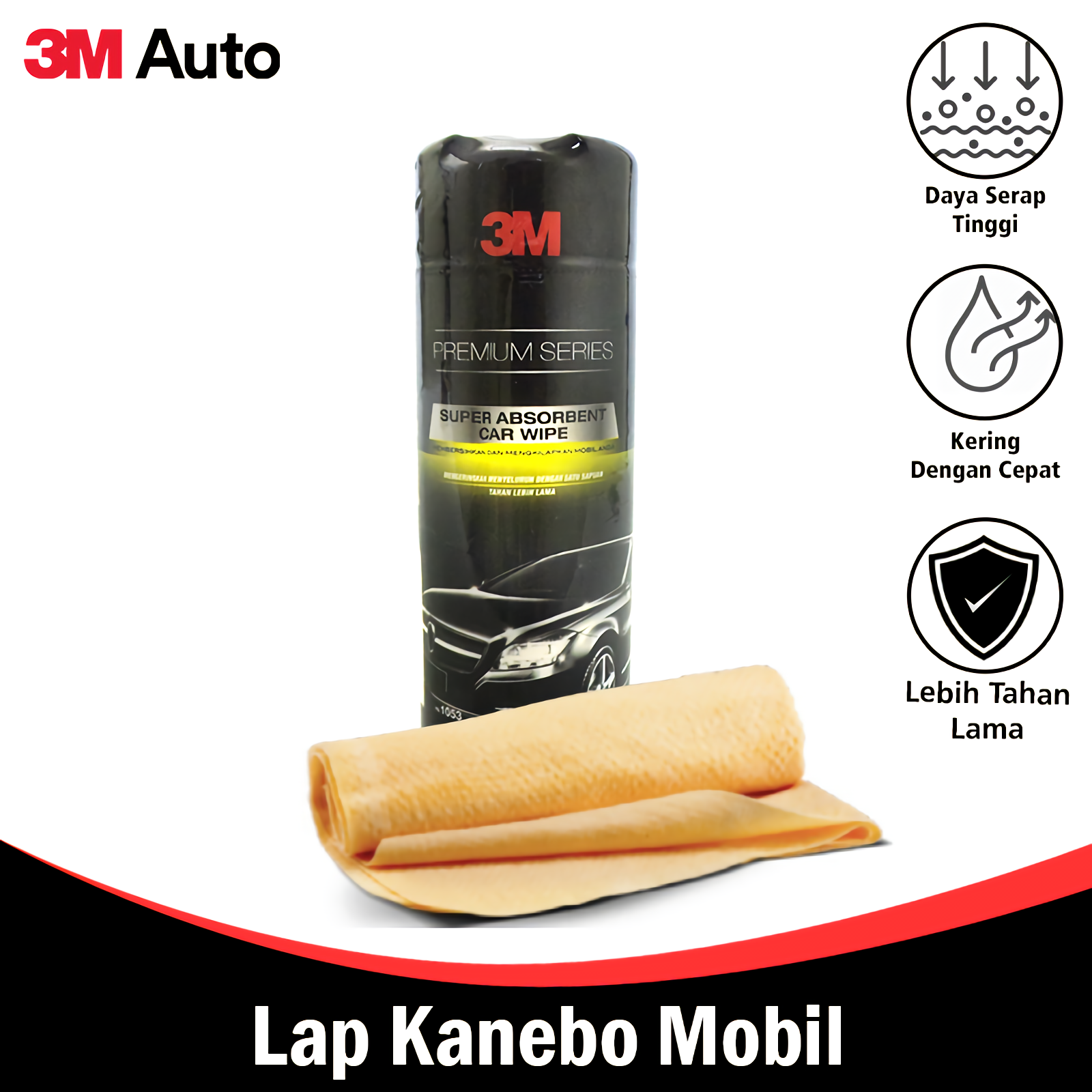 3M Auto Lap Chamois / Pengering Kendaraan 42 x 31.5 CM Premium Series Kanebo Car Cleaning 3M-1053 Harga 59,600 rupiah*Gratis Ongkir