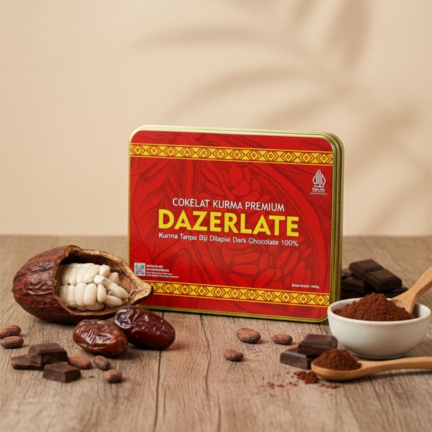 Dazerlate Premium - Dark Chocolate Filled with Dates (Zero Sugar Chocolate)