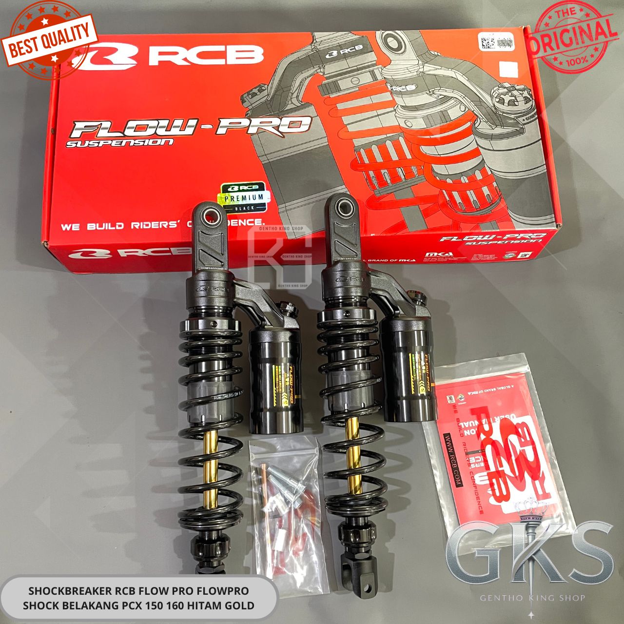 Shockbreaker Rcb Flow Pro Flowpro Rear Shock Pcx 150 160 Black Gold Harga 2,643,000 rupiah*Gratis Ongkir