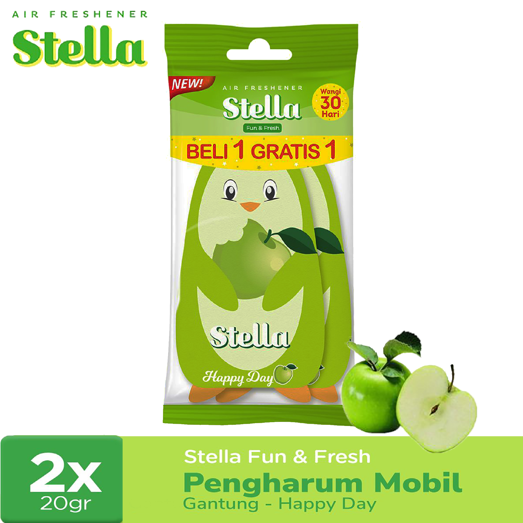 Stella Fun & Fresh Happy Day 20gr Beli 1 Gratis 1 - Pengharum Mobil Harga 20,955 rupiah*Gratis Ongkir