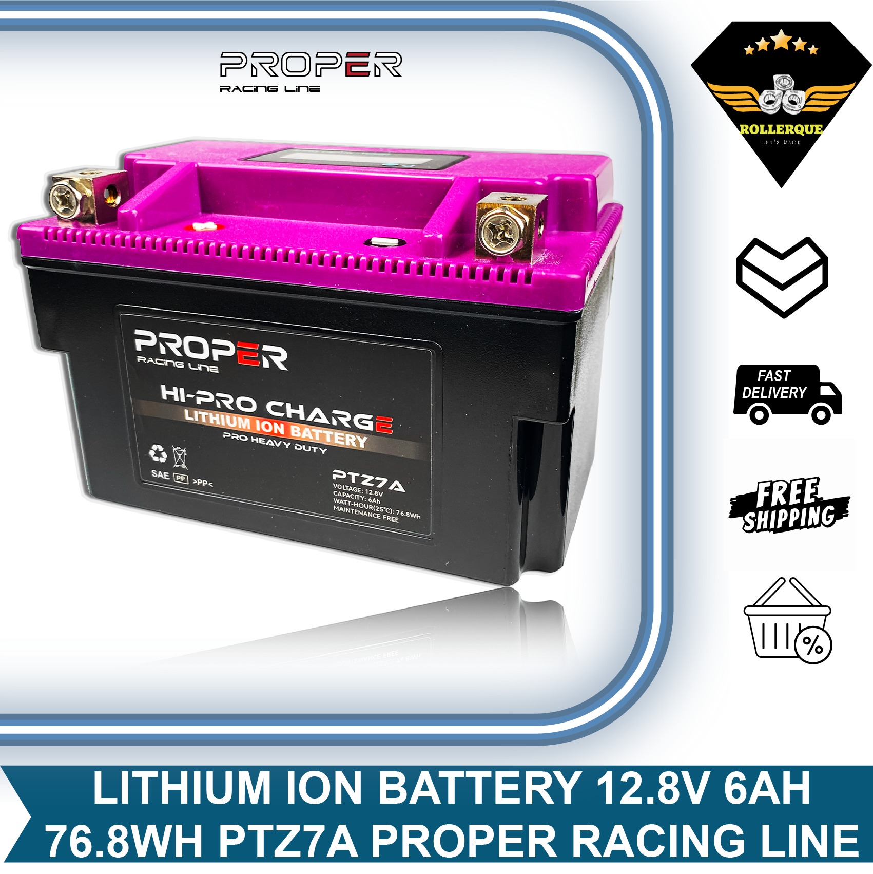 Motorcycle Battery Accu Lithium Ion Battery Tmax Yzf R1 R6 Mt 09 1000 Ptz7A Proper Racing Line Harga 879,900 rupiah*Gratis Ongkir