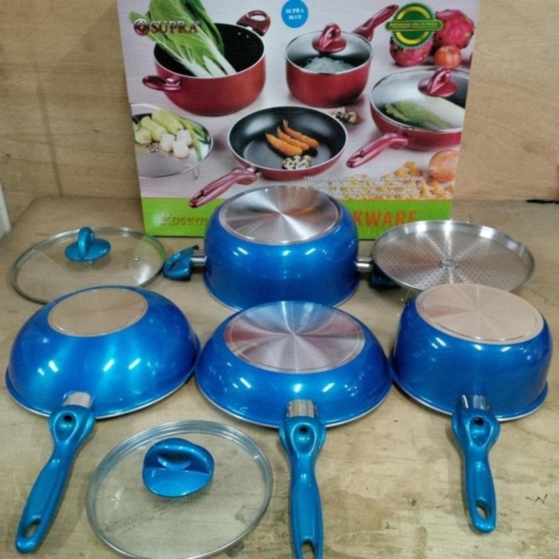 354  Supra Rosemary Cookware - Supra Panci Set 7pcs Red