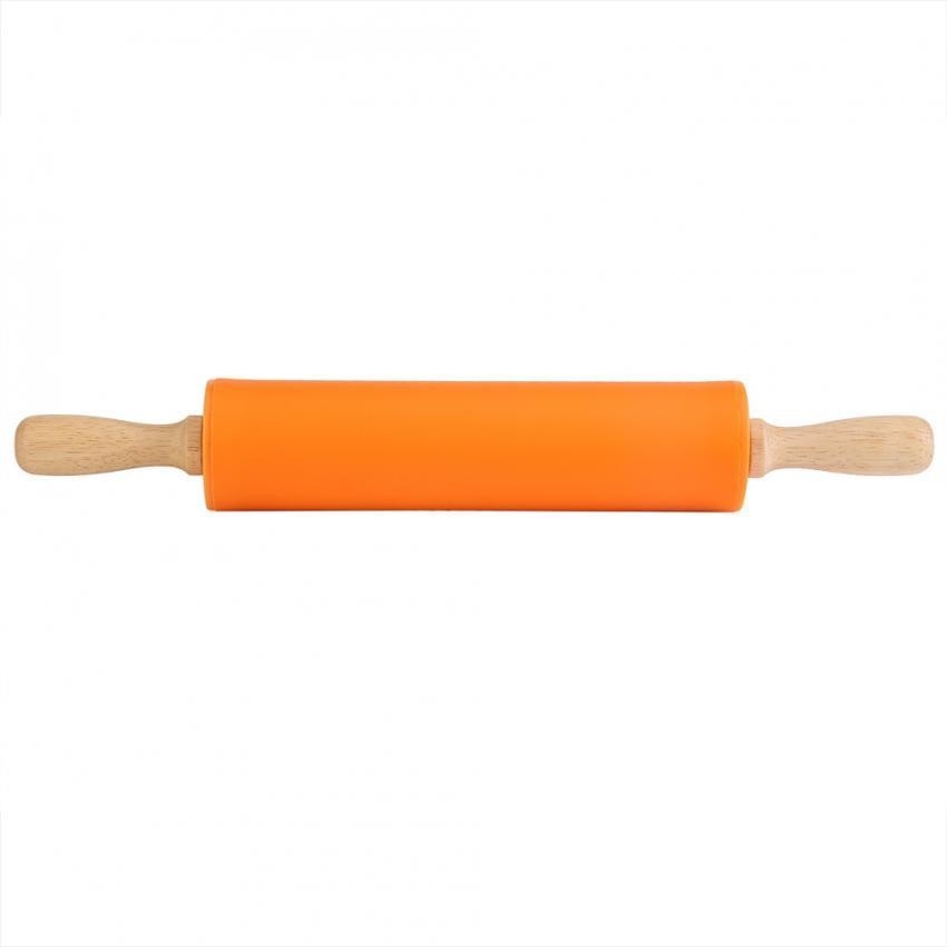 38 Cm Non-stick Silicone Rolling Pin dengan Kayu Handle Pastry Dough Flour Bakeware Dapur Tool Sets-Intl