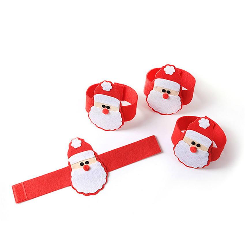 4 Pcs Kartun Santa Claus Meja Serbet Cincin Servietteholder Dinner Party Decor Merah-Intl