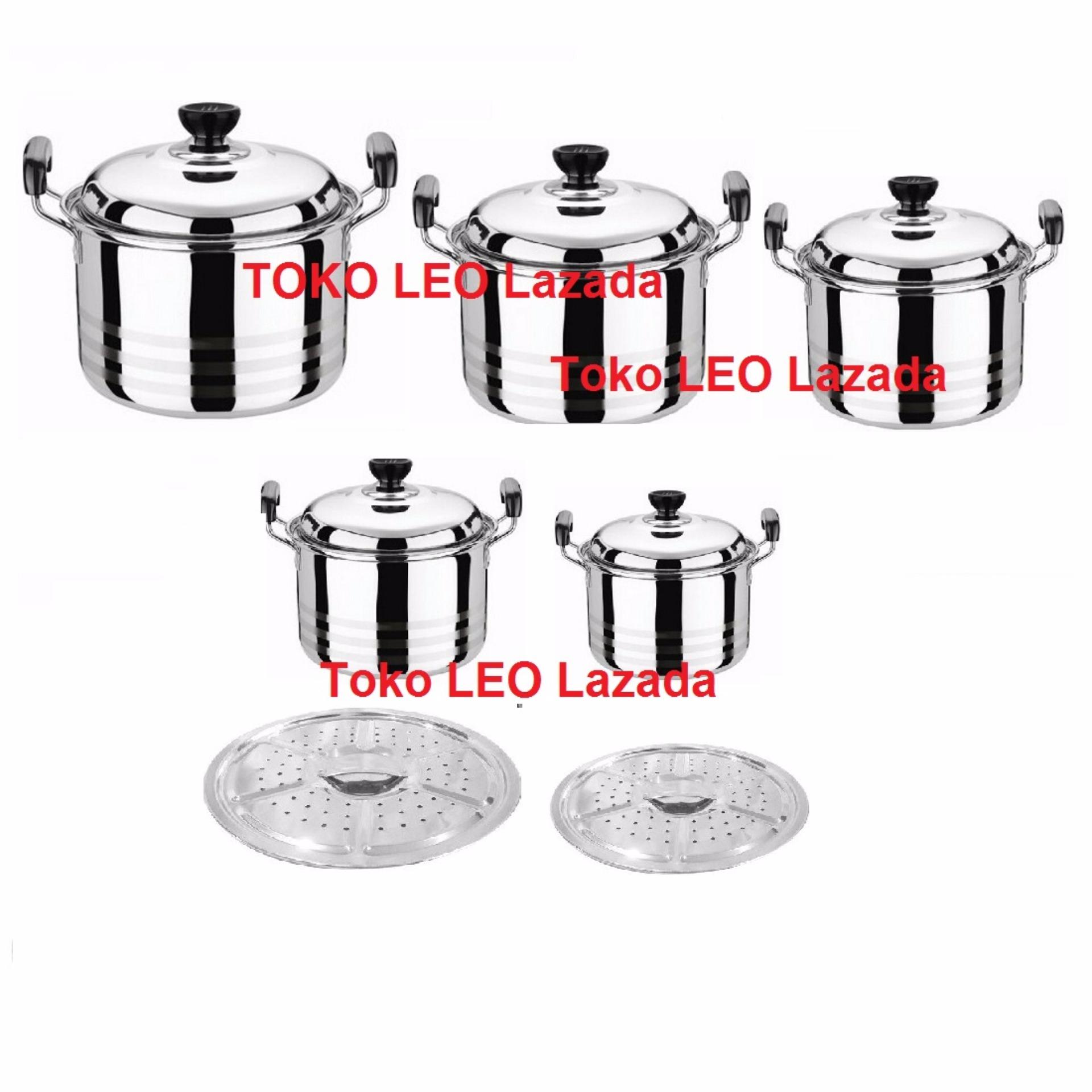 555 Cookware Set Home Lux 12 Pcs - Dilengkapi Steamer Kukusan Langseng - Stainless Steel